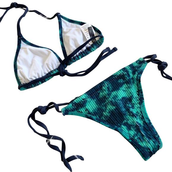 Yandy Two Piece Teal & Blue Tie Dye Bikini Set Adjustable Medium NEW WITH TAGS - Picture 4 of 14